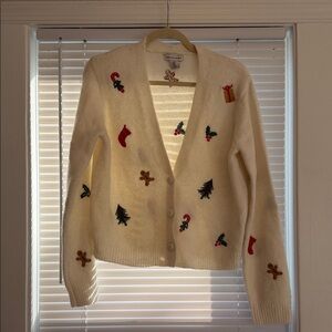 Festive Embroidered Cardigan Sweater
